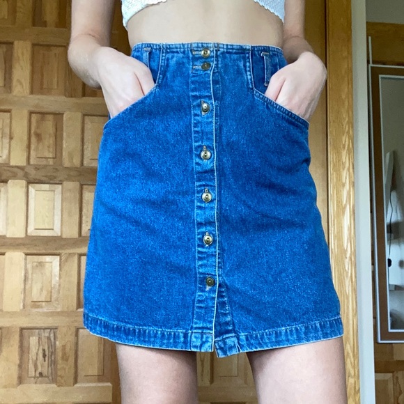 Vintage Button Denim Mini Skirt - Picture 2 of 4